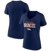 Denver Broncos Women's Nostalgia V-Neck T-Shirt - Navy sale