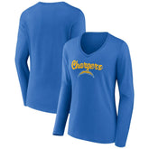 Los Angeles Chargers Women's Freehand Team Long Sleeve V-Neck T-Shirt - Powder Blue online