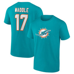 Jaylen Waddle Miami Dolphins Player Icon Name & Number T-Shirt - Aqua discount