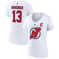 Nico Hischier New Jersey Devils Fanatics Women's Special Edition 2.0 Name & Number V-Neck T-Shirt White