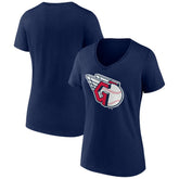 Cleveland Guardians Women's Official Logo V-Neck T-Shirt - Navy