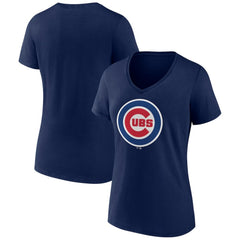 Chicago Cubs Women's Official Logo V-Neck T-Shirt - Navy