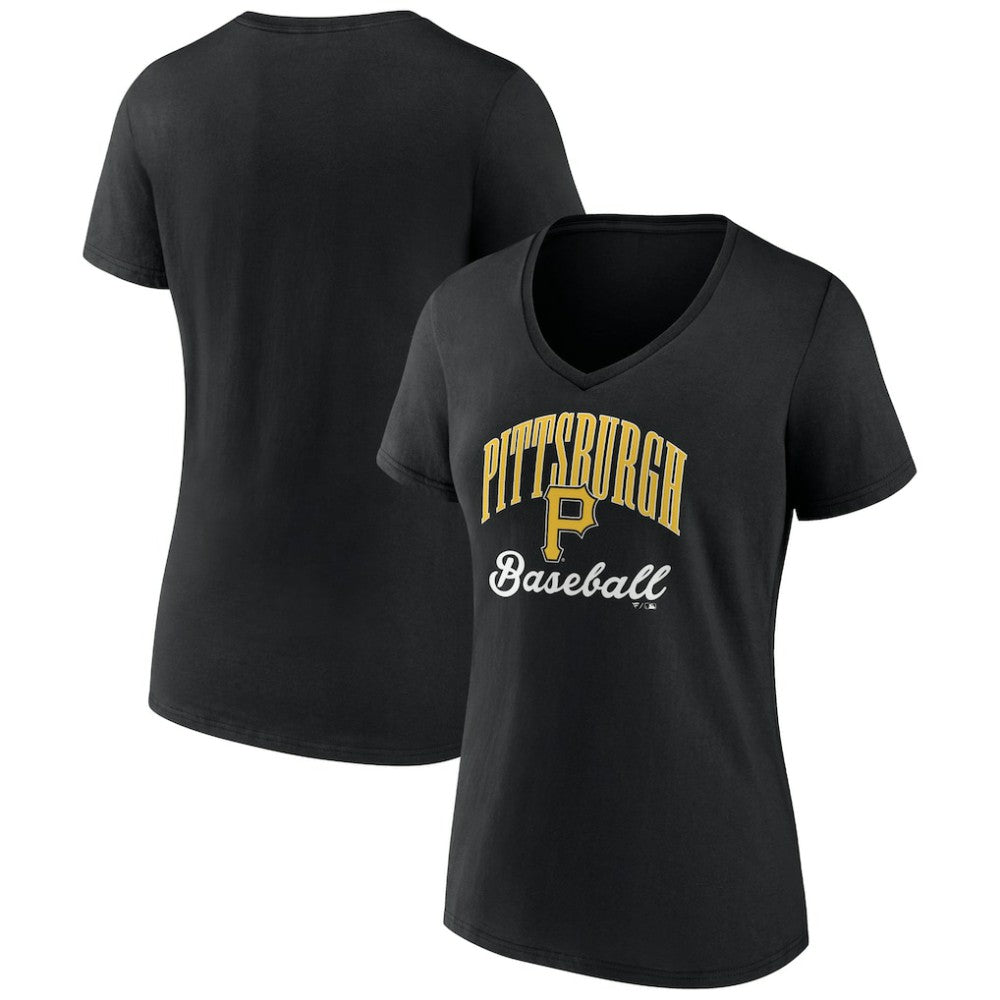 Pittsburgh Pirates Women's Victory Script Team V-Neck T-Shirt - Black