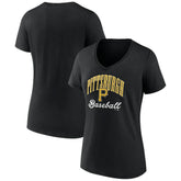 Pittsburgh Pirates Women's Victory Script Team V-Neck T-Shirt - Black