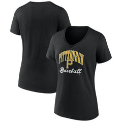 Pittsburgh Pirates Women's Victory Script Team V-Neck T-Shirt - Black