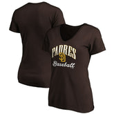 San Diego Padres Women's Victory Script Team V-Neck T-Shirt - Brown