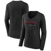 Arizona Diamondbacks Women's Live For It Long Sleeve Long Sleeve V-Neck T-Shirt - Black