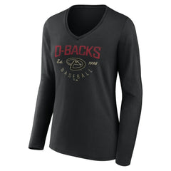 Arizona Diamondbacks Women's Live For It Long Sleeve Long Sleeve V-Neck T-Shirt - Black