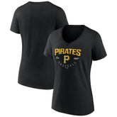 Pittsburgh Pirates Women's Live For It Team V-Neck T-Shirt - Black