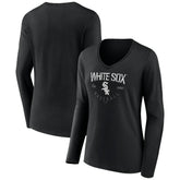 Chicago White Sox Women's Live For It Long Sleeve Long Sleeve V-Neck T-Shirt - Black