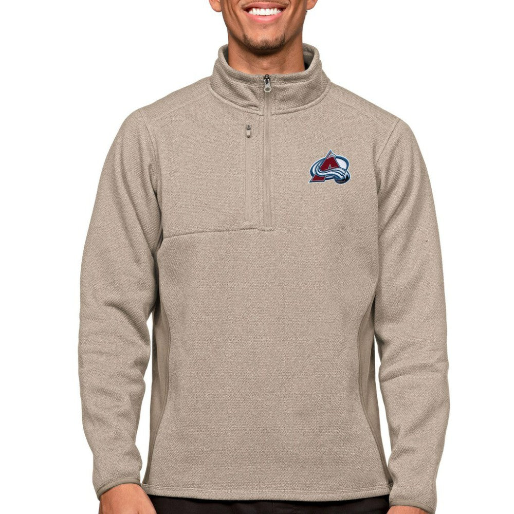 Colorado Avalanche Antigua Course Quarter-Zip Pullover Top Oatmeal