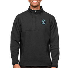 Seattle Kraken Antigua Course Quarter-Zip Pullover Top Heather Black