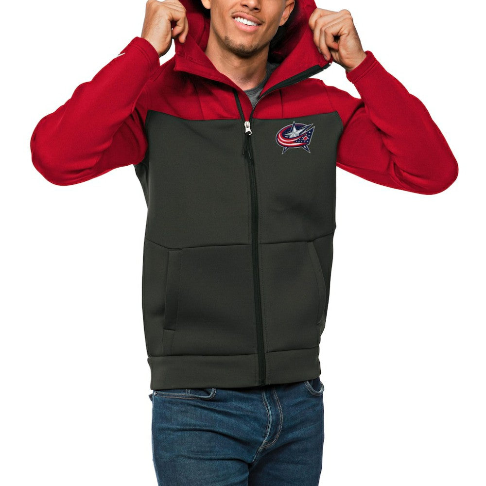 Columbus Blue Jackets Antigua Protect Full-Zip Hoodie Red/Charcoal