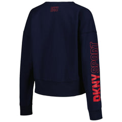 Atlanta Braves DKNY Sport Women's Lily V-Neck Pullover Sweatshirt - Navy