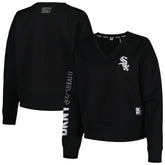Chicago White Sox DKNY Sport Women's Lily V-Neck Pullover Sweatshirt - Black
