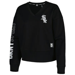 Chicago White Sox DKNY Sport Women's Lily V-Neck Pullover Sweatshirt - Black