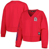 St. Louis Cardinals DKNY Sport Women's Lily V-Neck Pullover Sweatshirt - Red