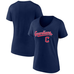 Cleveland Guardians Women's Lockup V-Neck T-Shirt - Navy