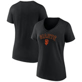 San Francisco Giants Women's Lockup V-Neck T-Shirt - Black