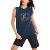 Cleveland Guardians DKNY Sport Women's Madison Tri-Blend Tank Top - Navy