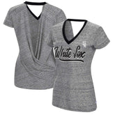 Chicago White Sox Touch Women's Halftime Back Wrap Top V-Neck T-Shirt - Black