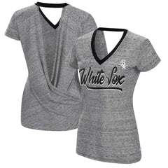 Chicago White Sox Touch Women's Halftime Back Wrap Top V-Neck T-Shirt - Black