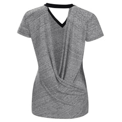 Miami Marlins Touch Women's Halftime Back Wrap Top V-Neck T-Shirt - Black