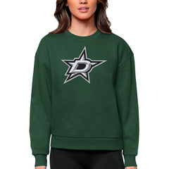 Dallas Stars Antigua Women's Team Logo Victory Crewneck Pullover Sweatshirt Green