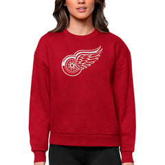Detroit Red Wings Antigua Women's Team Logo Victory Crewneck Pullover Sweatshirt Red