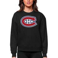 Montreal Canadiens Antigua Women's Team Logo Victory Crewneck Pullover Sweatshirt Black