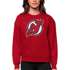 New Jersey Devils Antigua Women's Team Logo Victory Crewneck Pullover Sweatshirt Red