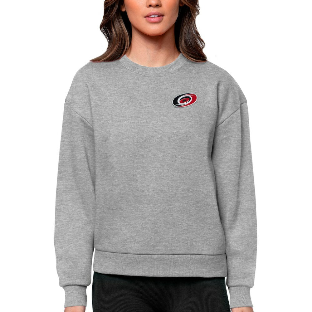 Carolina Hurricanes Antigua Women's Victory Crewneck Pullover Sweatshirt Heather Gray