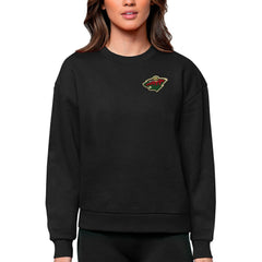 Minnesota Wild Antigua Women's Victory Crewneck Pullover Sweatshirt Black