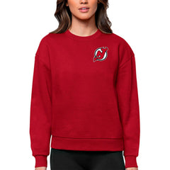 New Jersey Devils Antigua Women's Victory Crewneck Pullover Sweatshirt Red