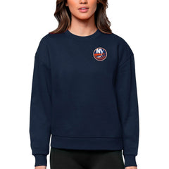 New York Islanders Antigua Women's Victory Crewneck Pullover Sweatshirt Navy