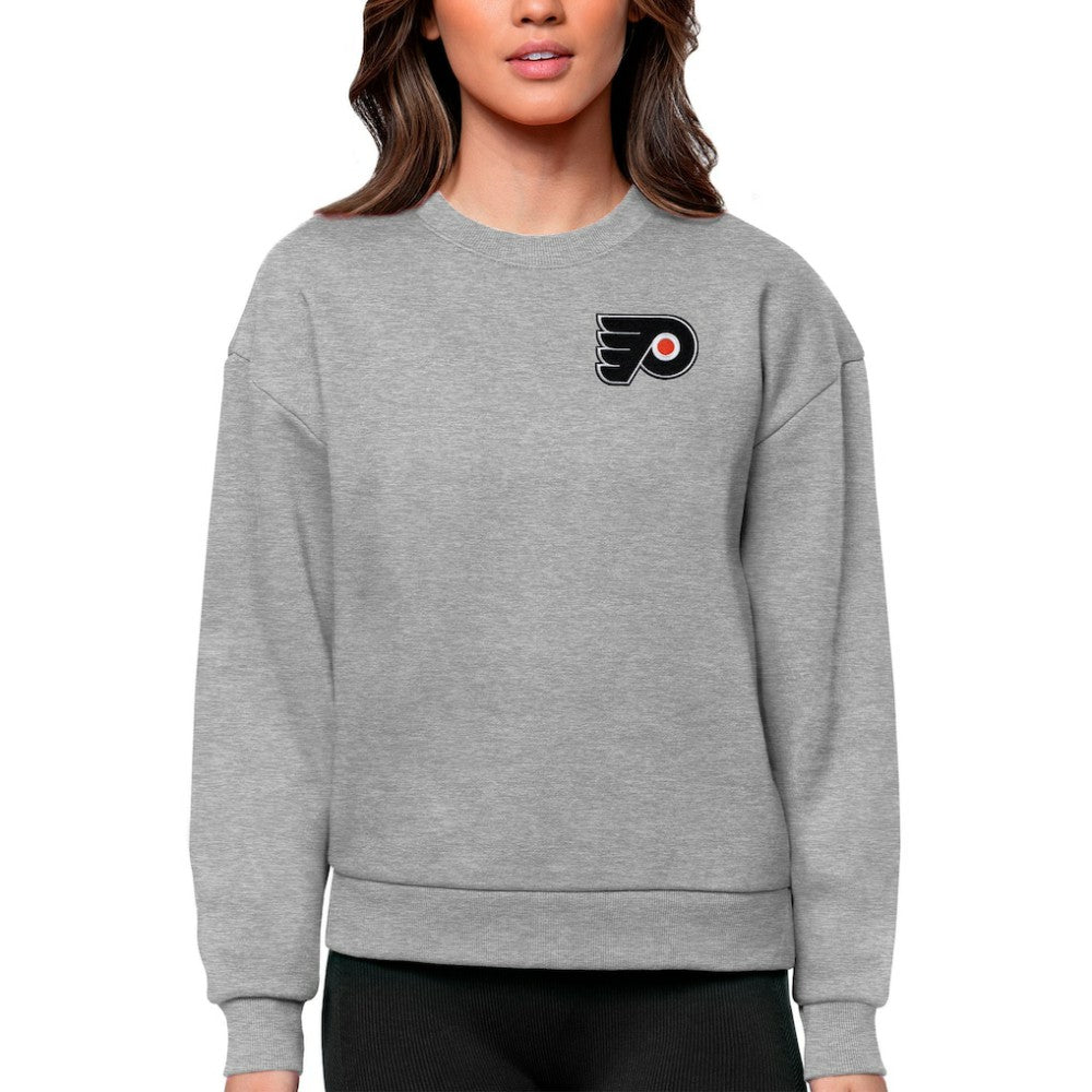 Philadelphia Flyers Antigua Women's Victory Crewneck Pullover Sweatshirt Heather Gray