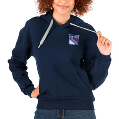 New York Rangers Antigua Women's Victory Pullover Hoodie Navy