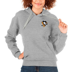 Pittsburgh Penguins Antigua Women's Victory Pullover Hoodie Heather Gray