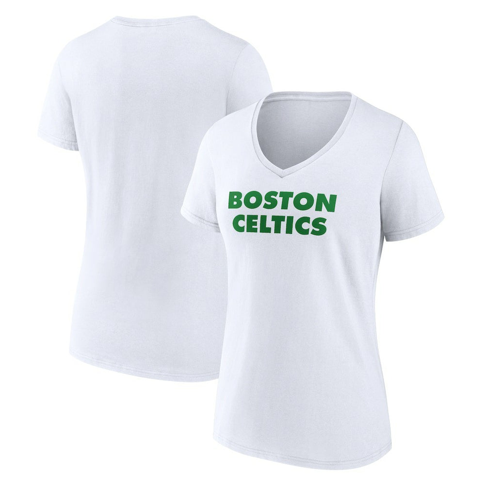 Boston Celtics Women's Wordmark V-Neck T-Shirt - White online