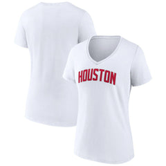 Houston Rockets Women's Wordmark V-Neck T-Shirt - White cheap