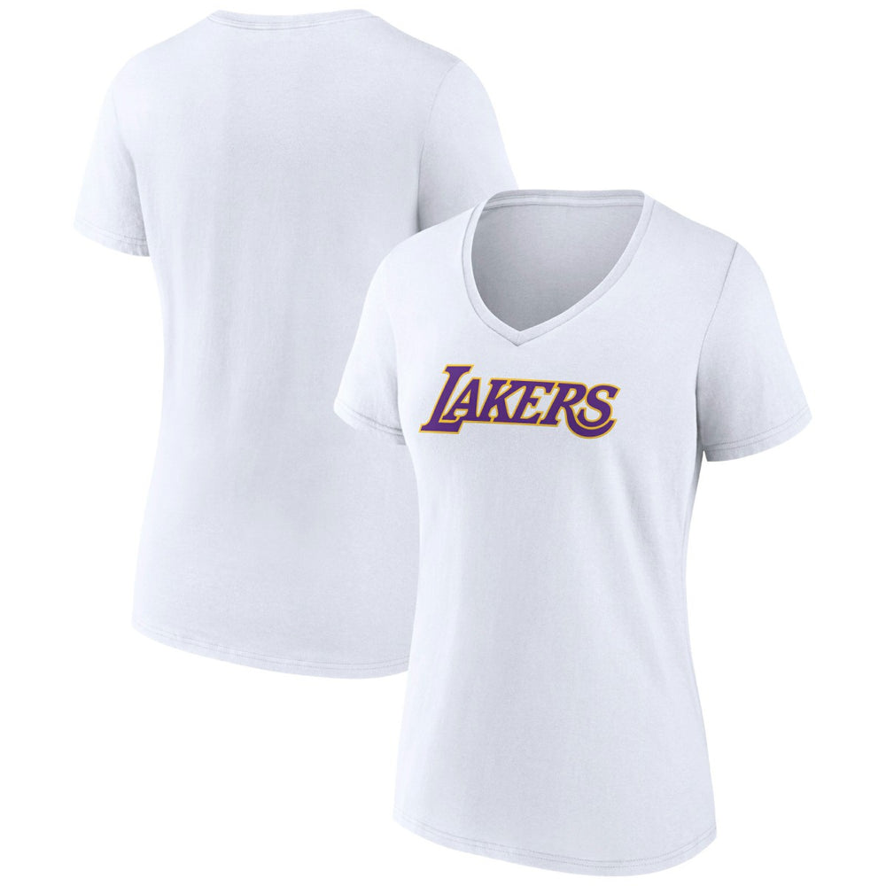 Los Angeles Lakers Women's Wordmark V-Neck T-Shirt - White on sale