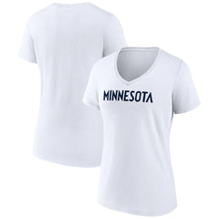 Minnesota Timberwolves Women's Wordmark V-Neck T-Shirt - White sale