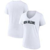 New Orleans Pelicans Women's Wordmark V-Neck T-Shirt - White sale