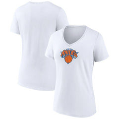 New York Knicks Women's Logo V-Neck T-Shirt - White on sale