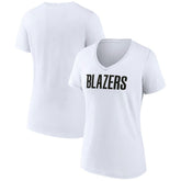 Portland Trail Blazers Women's Wordmark V-Neck T-Shirt - White discount