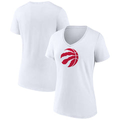 Toronto Raptors Women's Primary Logo V-Neck T-Shirt - White discount