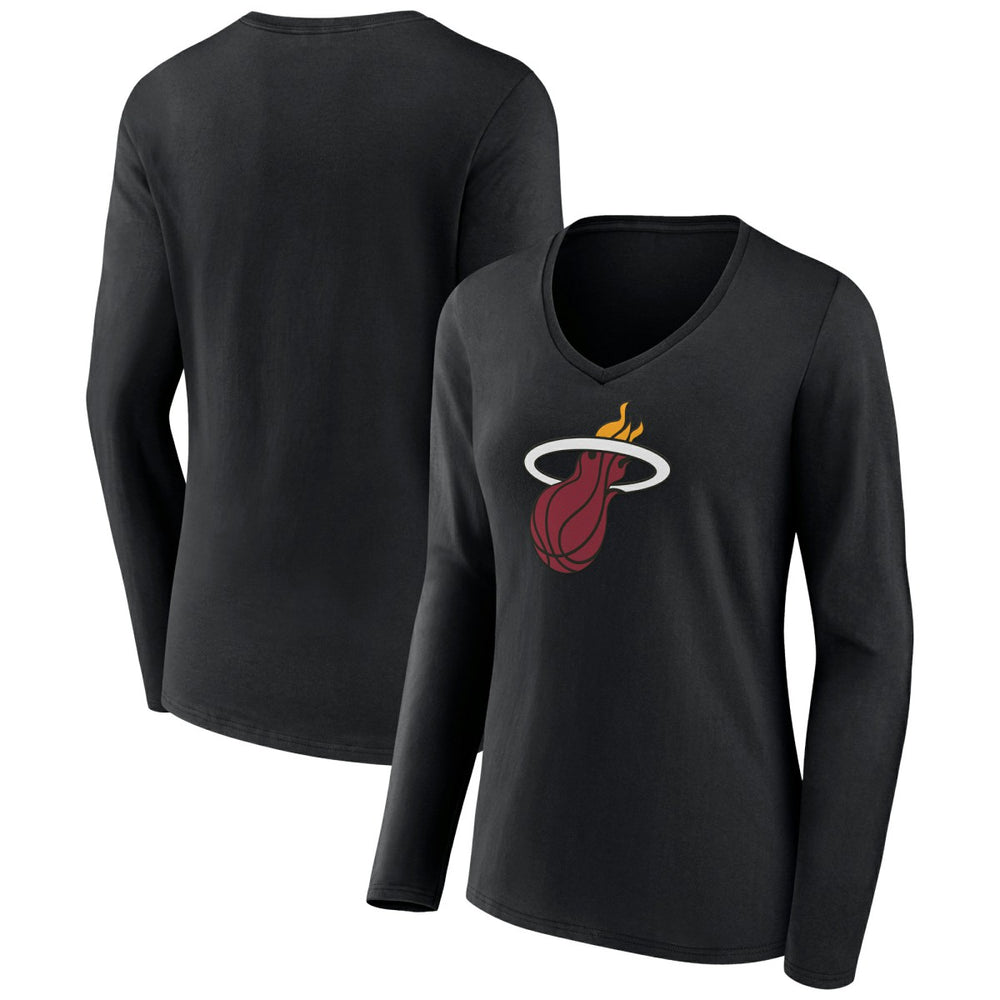 Miami Heat Women's Logo Long Sleeve V-Neck T-Shirt - Black shop
