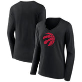 Toronto Raptors Women's Logo Long Sleeve V-Neck T-Shirt - Black on sale