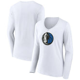 Dallas Mavericks Women's Logo Long Sleeve V-Neck T-Shirt sale - White cheap