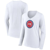 Detroit Pistons Women's Logo Long Sleeve V-Neck T-Shirt sale - White cheap